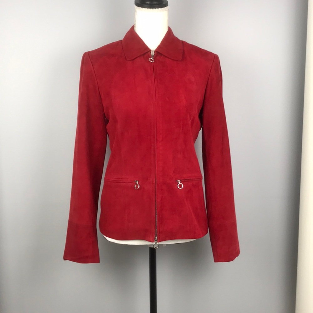 Options Garfield & Marks red suede Jacket Sz 0